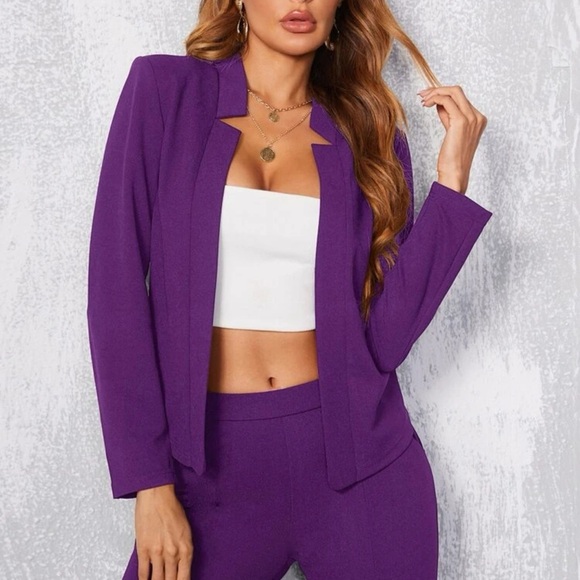 V Notch collar Blazer minimalist jacket white - Picture 10 of 12